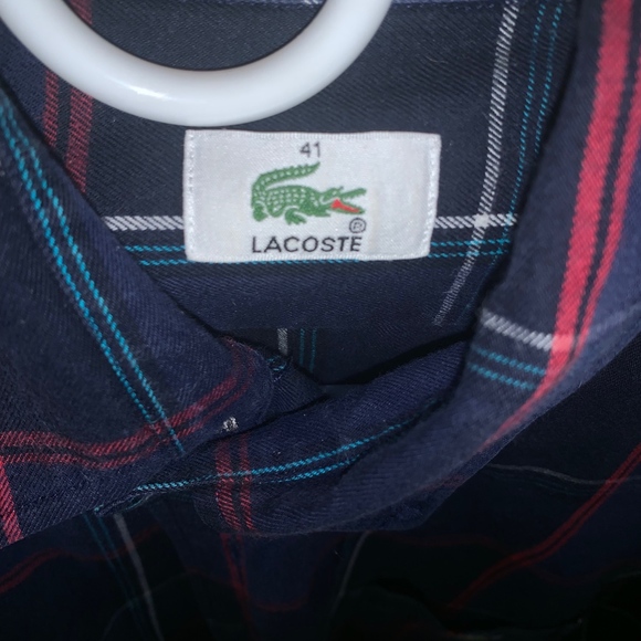 Men's Large Lacoste Blue & Plaid Button Down Shirt - Picture 2 of 4
